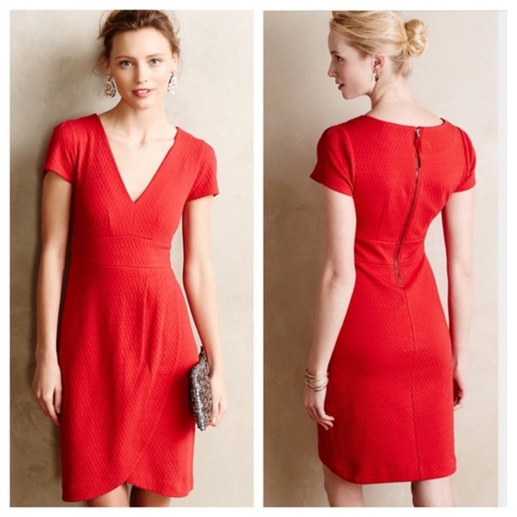 Anthropologie Dresses & Skirts - Anthropologie Split Shade Tulip Hem Red Dress